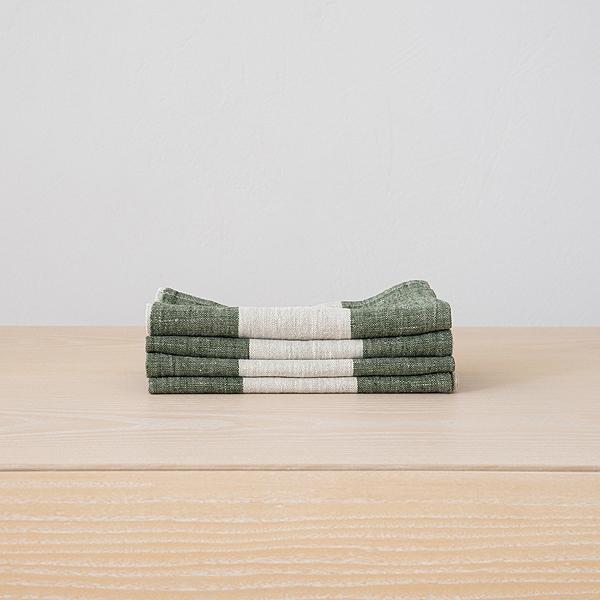 Linenme Linen Napkin Forest Green Natural Venice