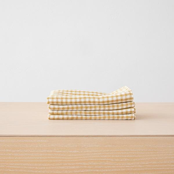 linenme Linen Napkin Gingham Antique Gold