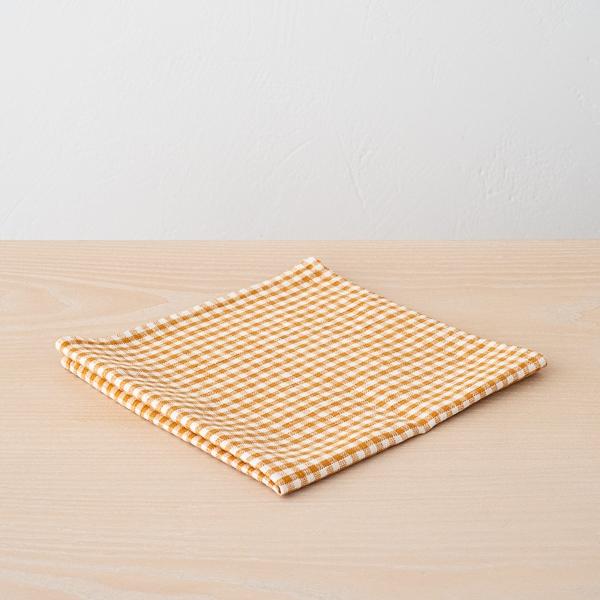 Linenme Linen Napkin Gold Small Gingham