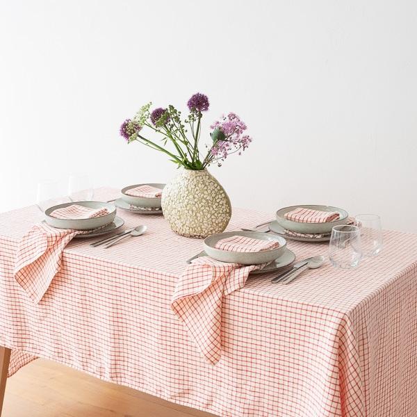 Linenme Linen Napkin Graphic Check Off White Red