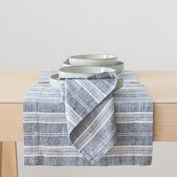 Linenme Linen Napkin Indigo Multistripe