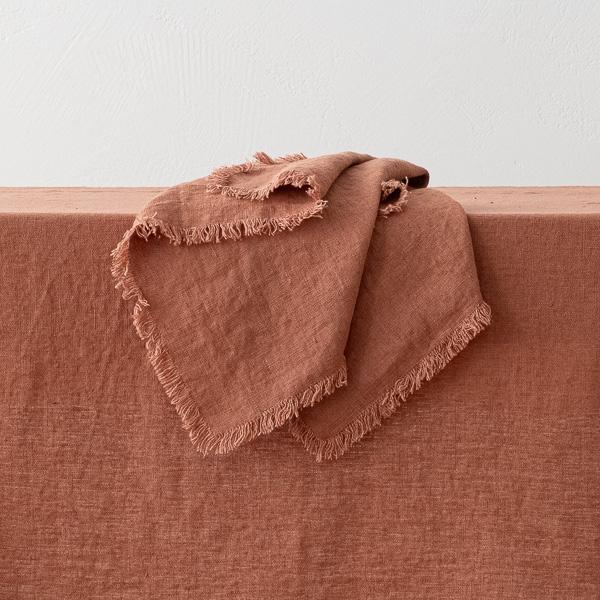 linenme Linen Napkin Mocha Terra Fringe