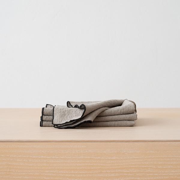 linenme Linen Napkin Natural Black Venezia