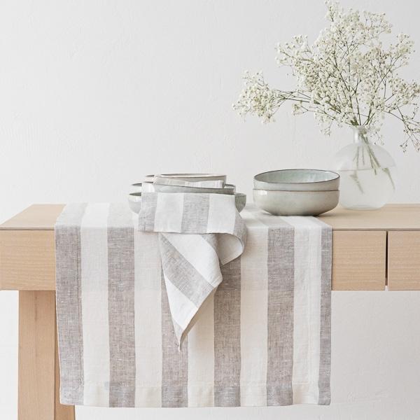 Linenme Linen Napkin Off White Grey Philippe