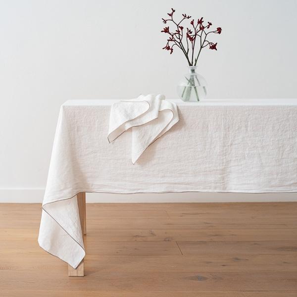 Linenme Linen Napkin Optical White Natural Venezia