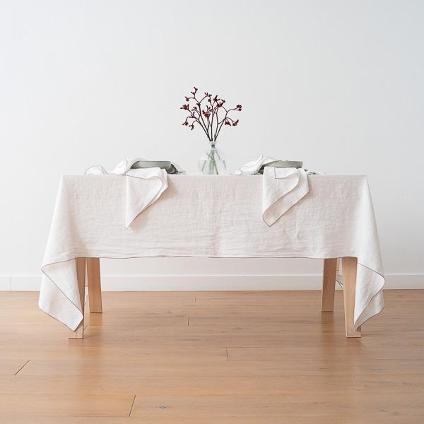 Linenme Linen Napkin Optical White Natural Venezia