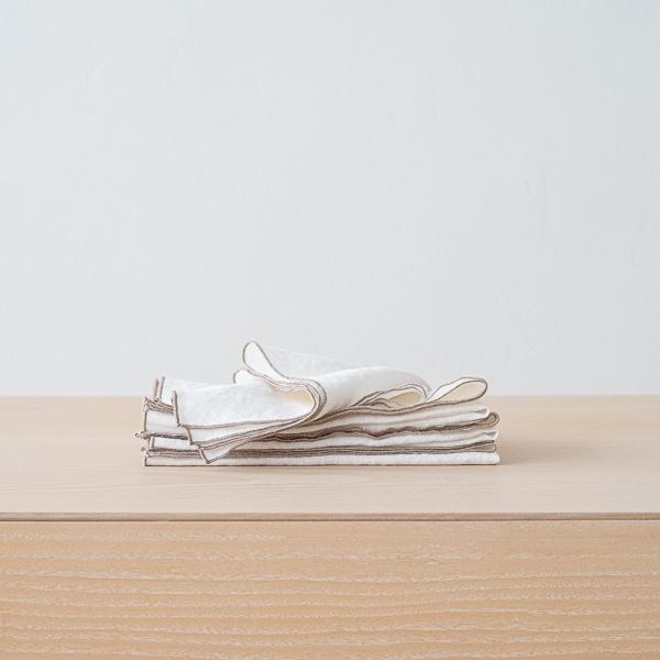 linenme Linen Napkin Optical White Natural Venezia