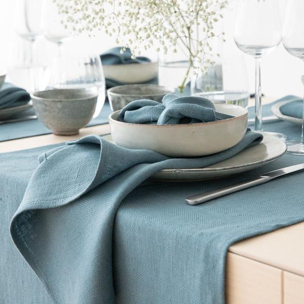 Linenme Linen Napkin Stone Blue Lara