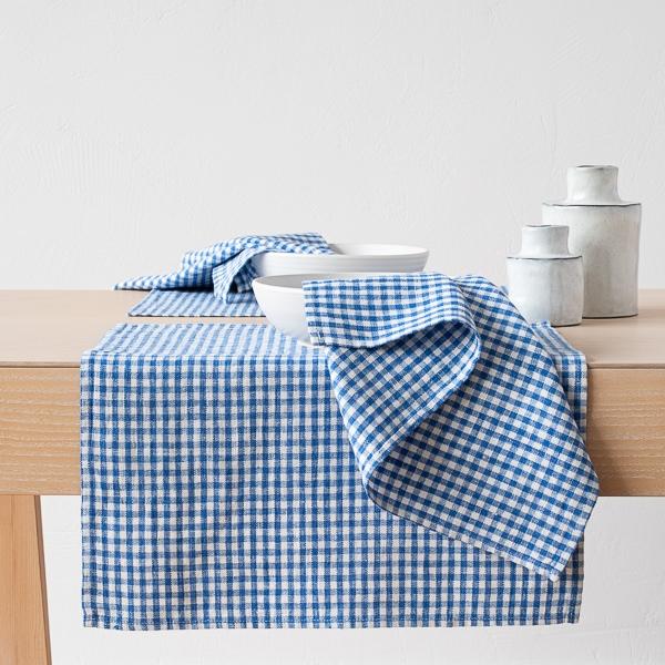 Linenme Linen Placemat Blue Small Gingham