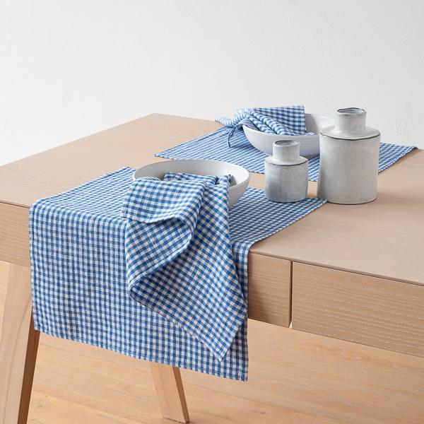 Linenme Linen Placemat Blue Small Gingham
