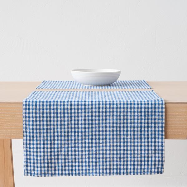 linenme Linen Placemat Blue Small Gingham