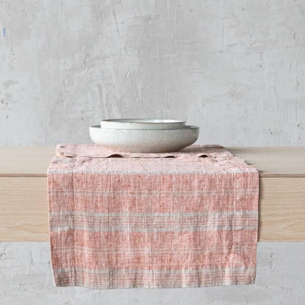 linenme Linen Placemat Brick Natural Multistripe