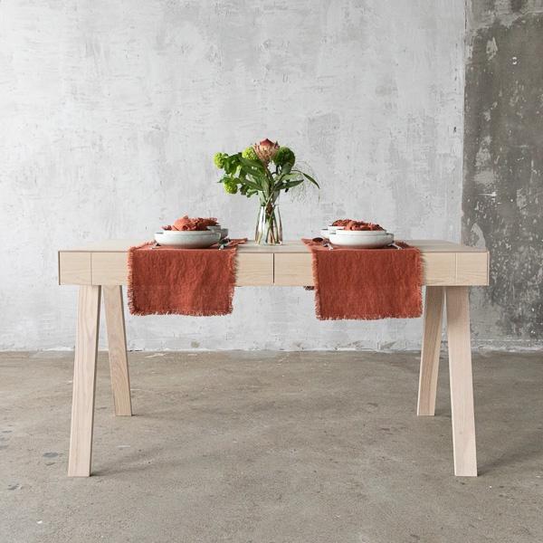 Linenme Linen Placemat Brick Terra Fringe