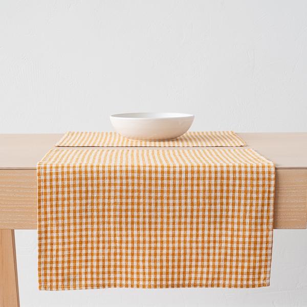 linenme Linen Placemat Gold Small Gingham