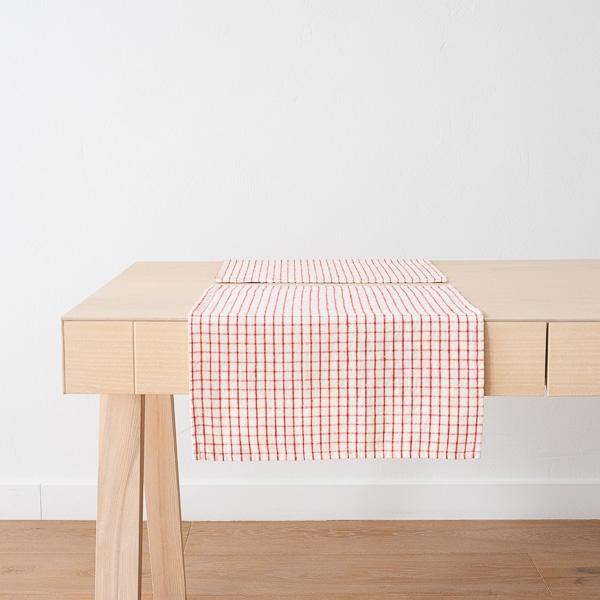 Linenme Linen Placemat Graphic Check Off White Red