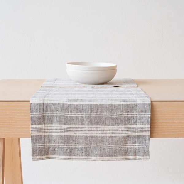 linenme Linen Placemat Graphite Multistripe