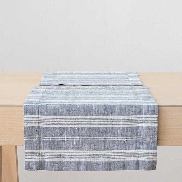 Linenme Linen Placemat Indigo Multistripe