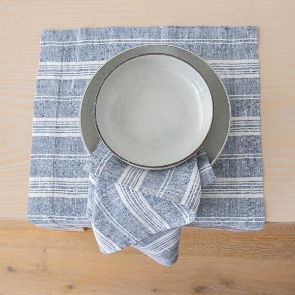 Linenme Linen Placemat Indigo Multistripe
