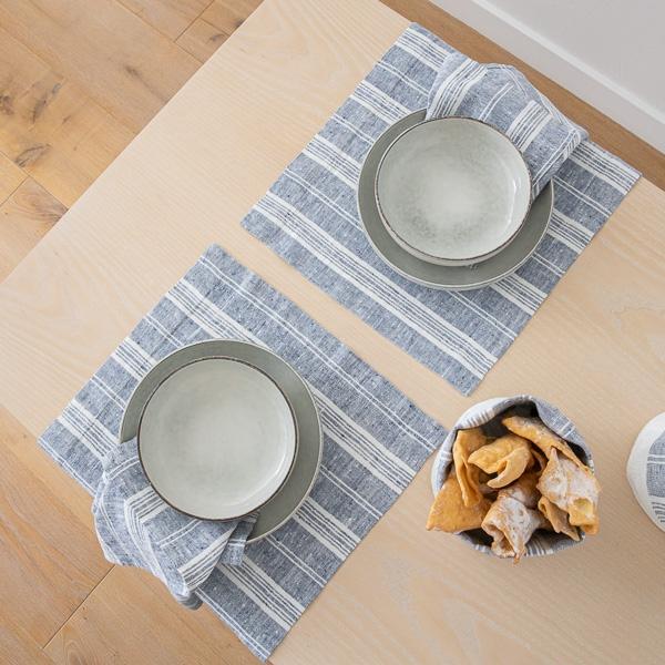 Linenme Linen Placemat Indigo Multistripe