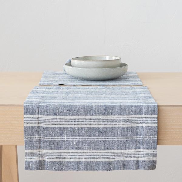 linenme Linen Placemat Indigo Multistripe