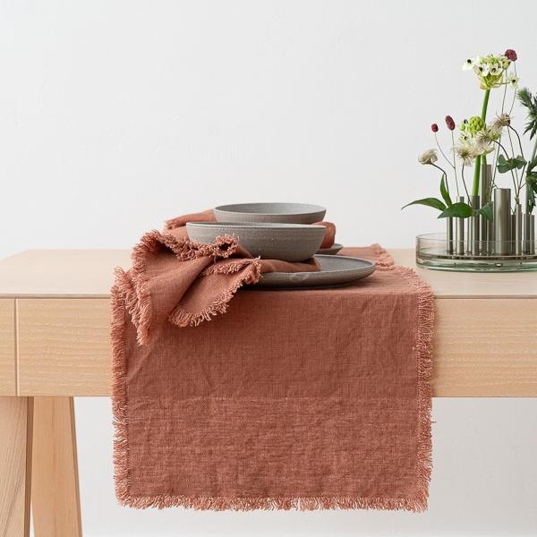 Linenme Linen Placemat Mocha Terra Fringe