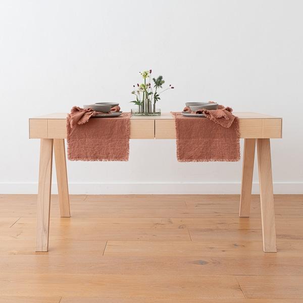 Linenme Linen Placemat Mocha Terra Fringe