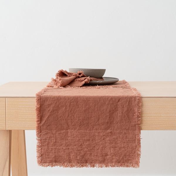 linenme Linen Placemat Mocha Terra Fringe
