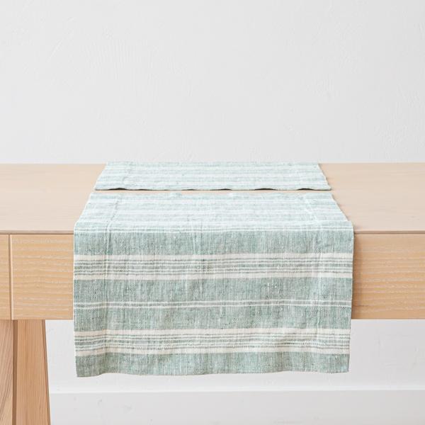 Linenme Linen Placemat Multistripe Aqua Foam