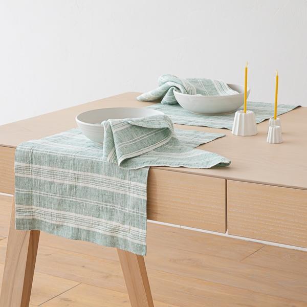 Linenme Linen Placemat Multistripe Aqua Foam