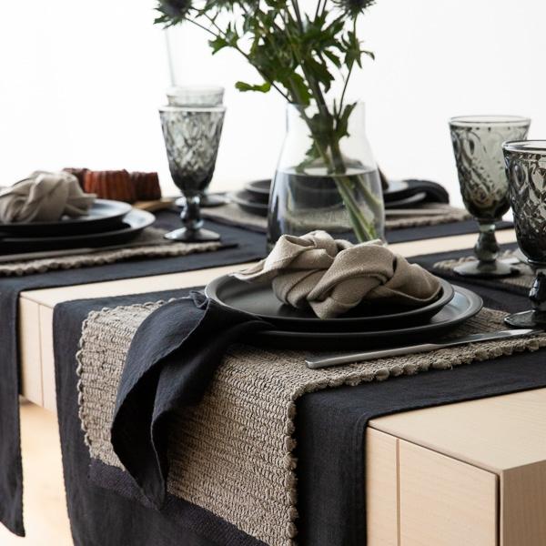 Linenme Linen Placemat Natural Black Lara