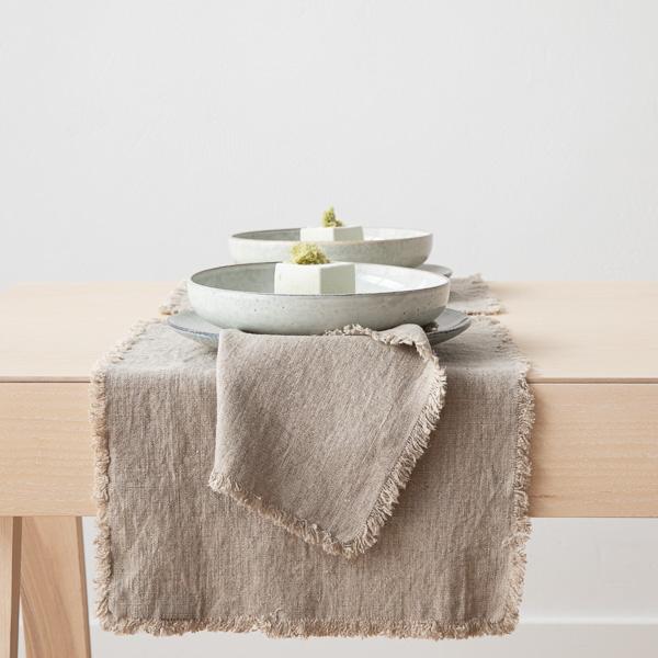 Linenme Linen Placemat Natural Terra Fringe