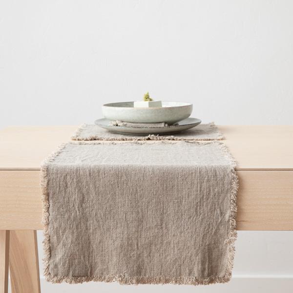 linenme Linen Placemat Natural Terra Fringe