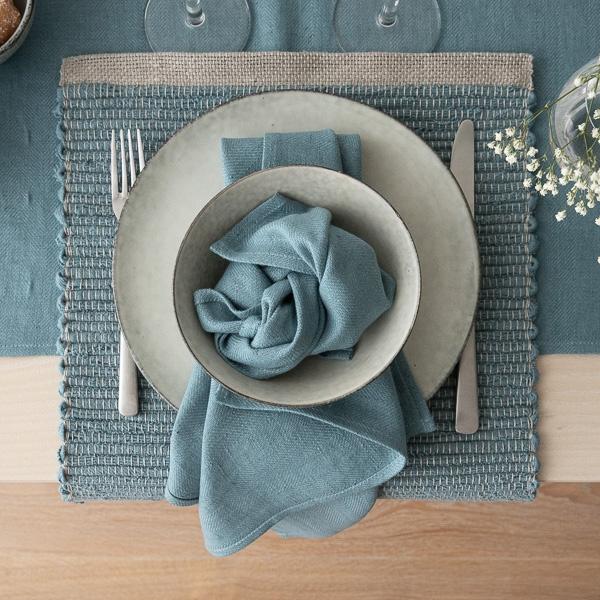 Linenme Linen Placemat Stone Blue Lara