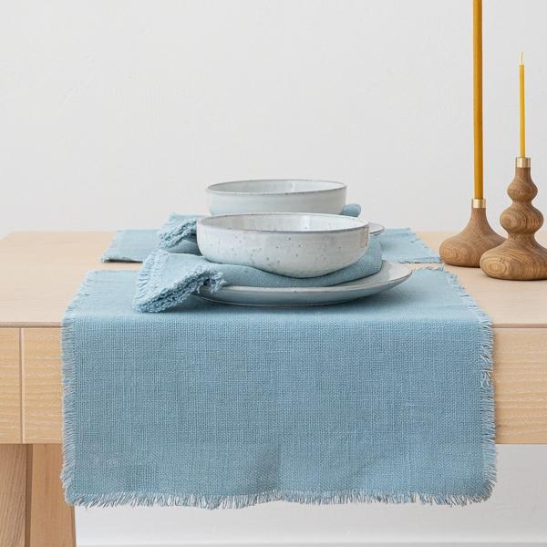 Linenme Linen Placemat Stone Blue Rustic