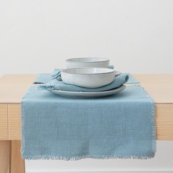 Linenme Linen Placemat Stone Blue Rustic