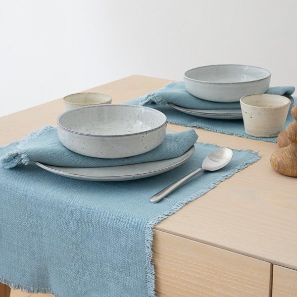 Linenme Linen Placemat Stone Blue Rustic