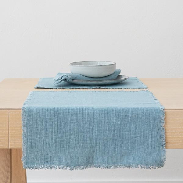 linenme Linen Placemat Stone Blue Rustic