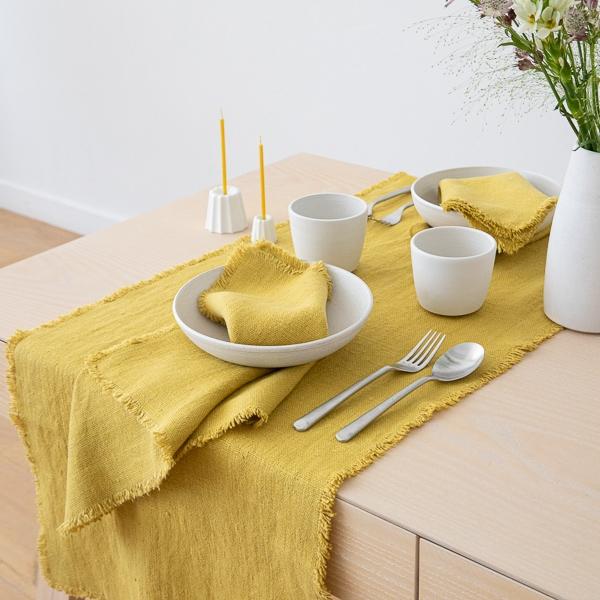 Linenme Linen Runner Antique Gold Rustic