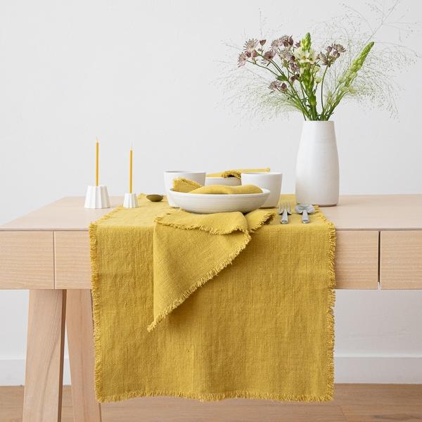 linenme Linen Runner Antique Gold Rustic