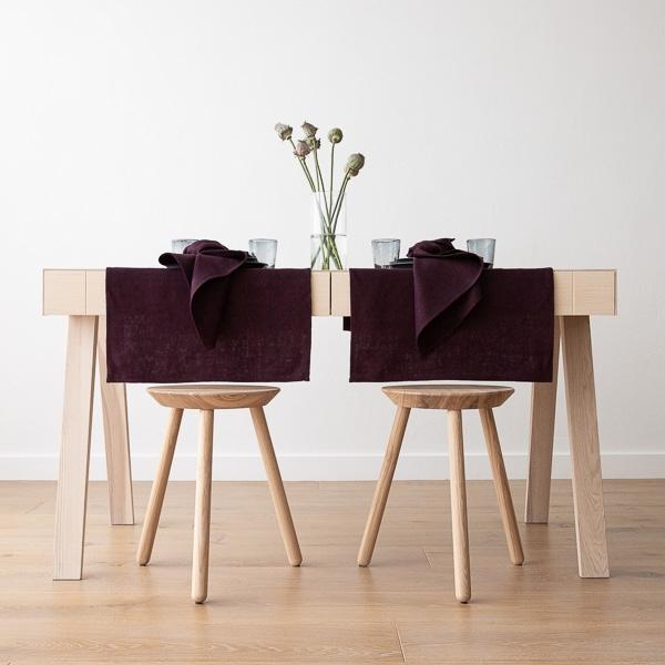 Linenme Linen Runner Aubergine Lara