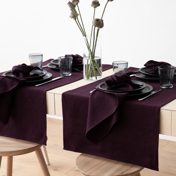 Linenme Linen Runner Aubergine Lara