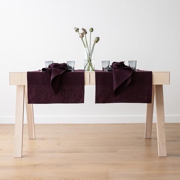 Linenme Linen Runner Aubergine Lara