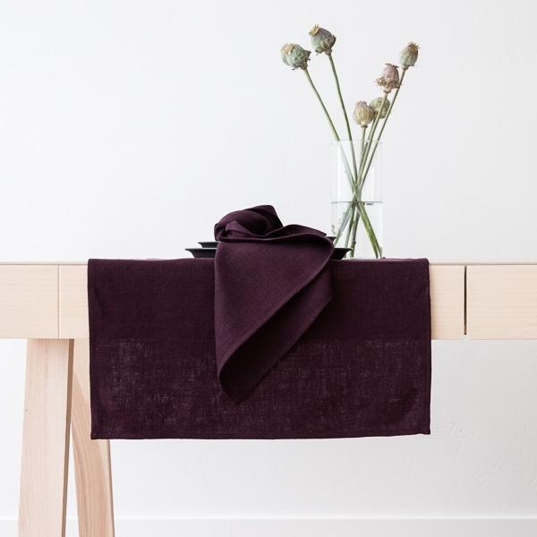 linenme Linen Runner Aubergine Lara
