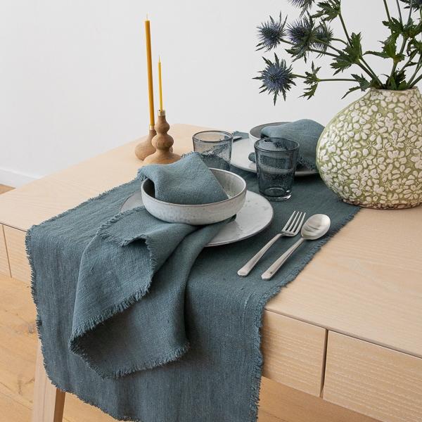 Linenme Linen Runner Balsam Green Rustic