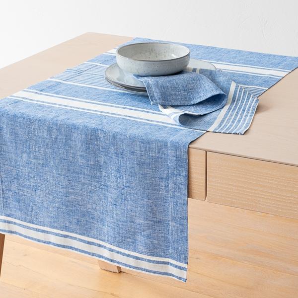 Linenme Linen Runner Blue Turino