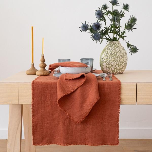 linenme Linen Runner Brick Rustic