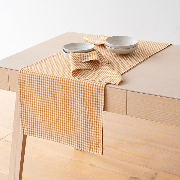 Linenme Linen Runner Gold Small Gingham