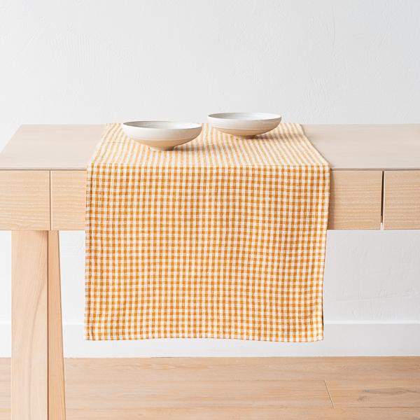 Linenme Linen Runner Gold Small Gingham