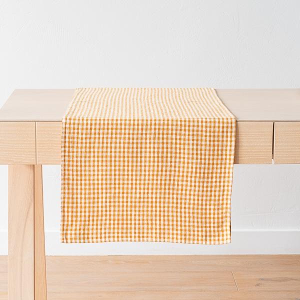 Linenme Linen Runner Gold Small Gingham