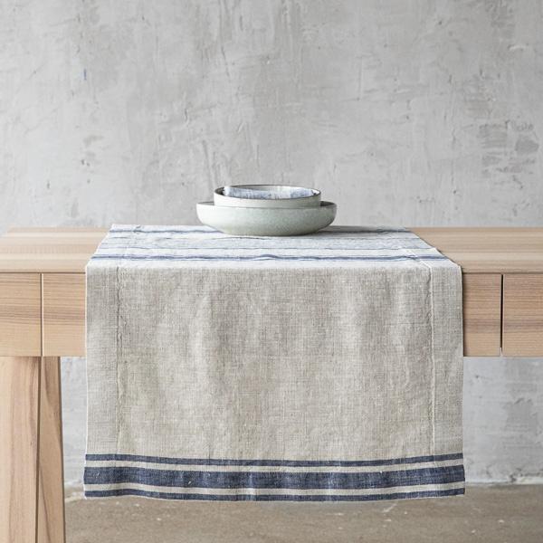 Linenme Linen Runner Indigo Natural Provence